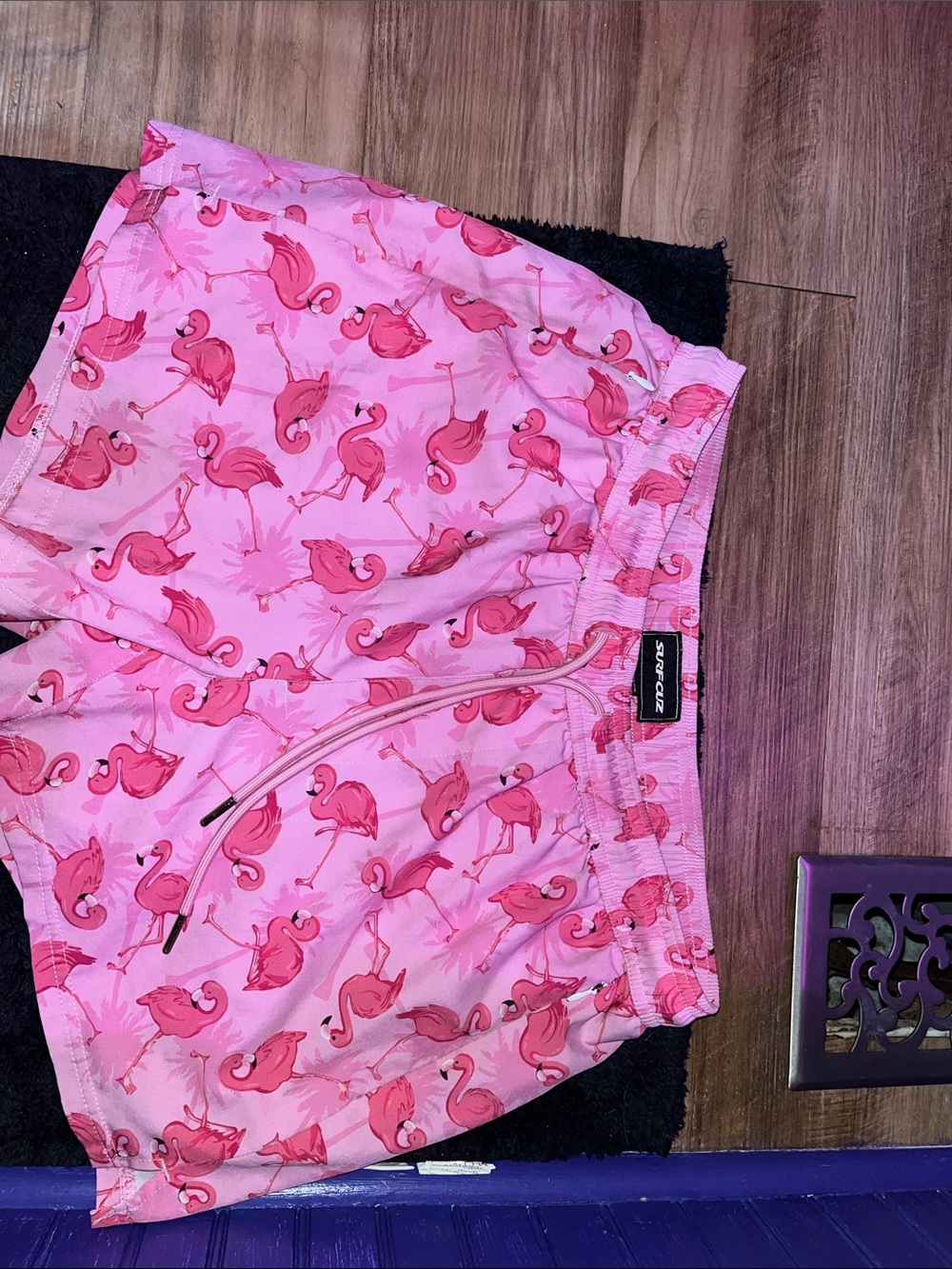 Men's Pink Flamingo Swim Trunks with Drawstring